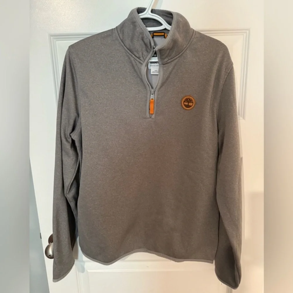 Timberland Gray Zip Up Sweater with Stand-Up Collar